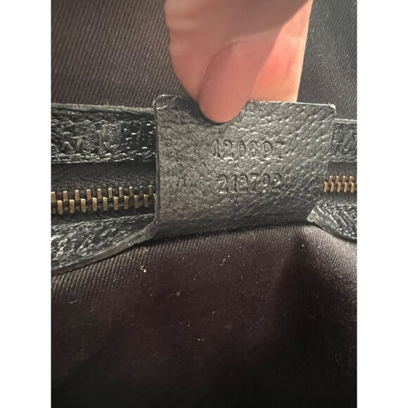Gucci Black GG Canvas & Leather Tote Bag Gold-Tone Hardware Authentic Made In It - Picture 9 of 9